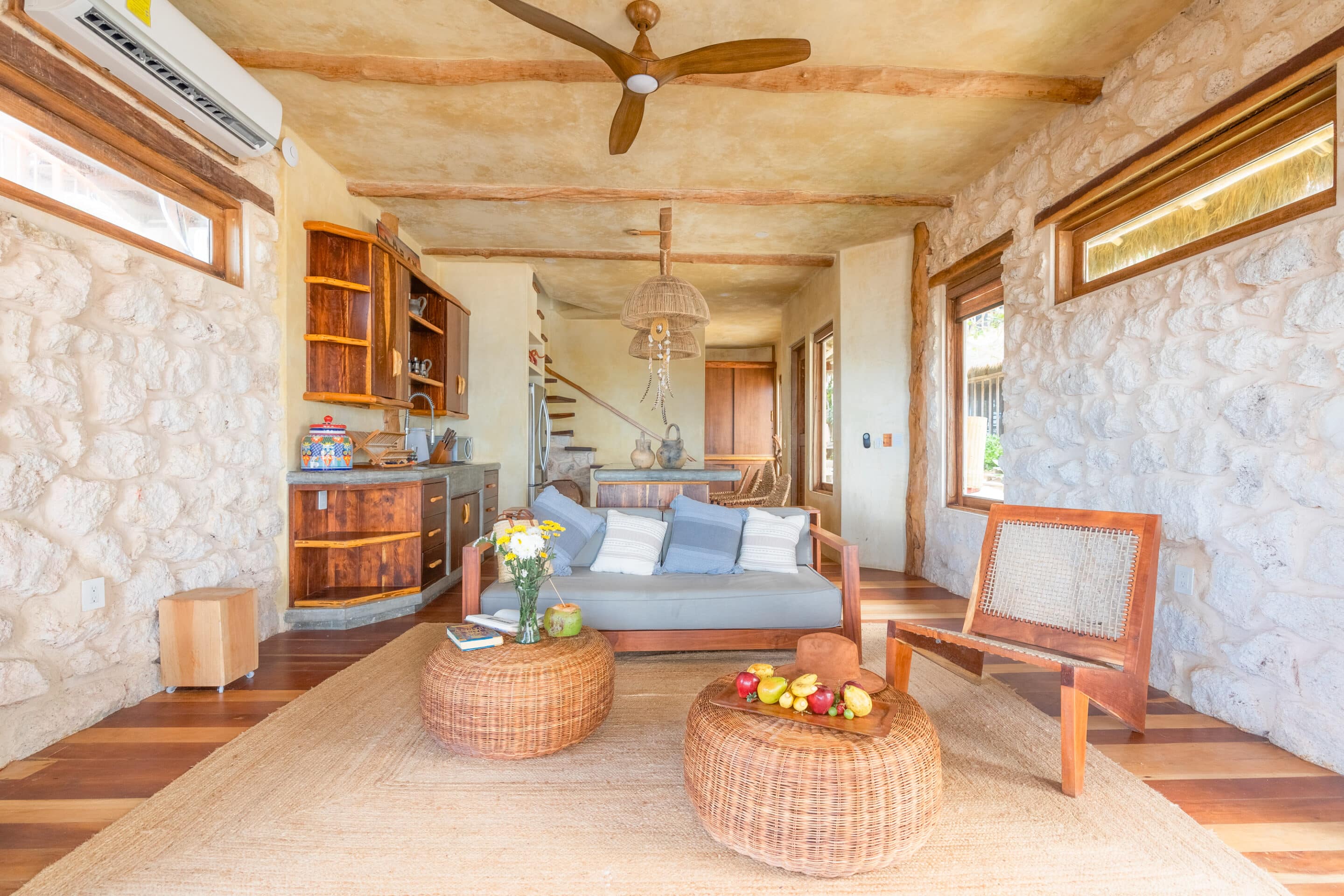 Casa Alaya — kitchen bar & stairs